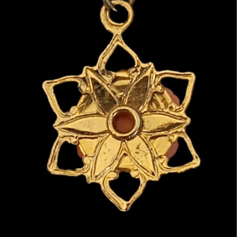 Faux coral rose pendant necklace vintage SKUJ041 - Picture 3 of 4